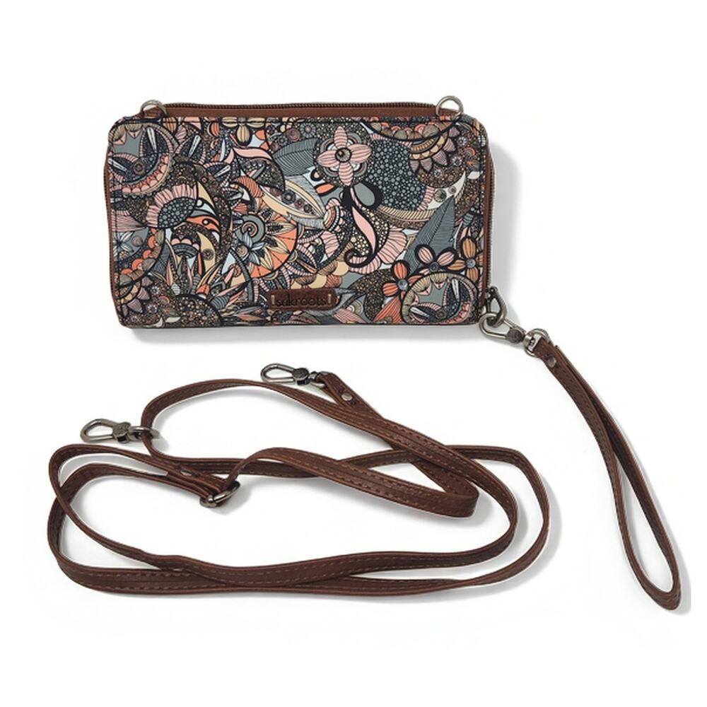 Sakroots Artist Circle Large Smartphone Crossbody Wallet Multi Floral Canvas - Picture 3 of 5